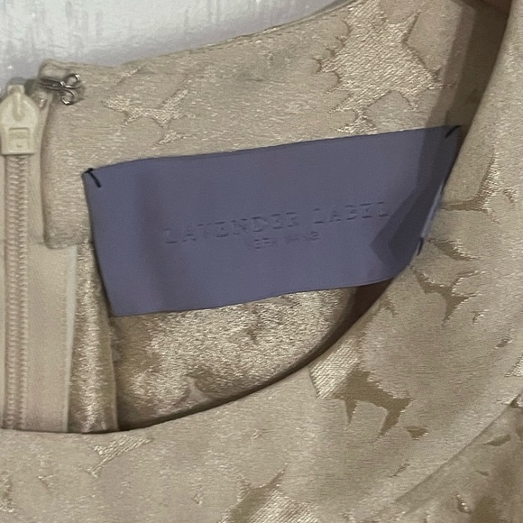 Vera Wang Lavender Label Ivory Cream Gold Metallic Sleeveless Peplum Blouse Bow - Picture 4 of 8